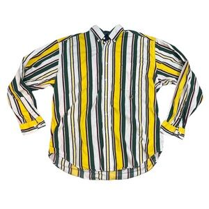Tommy Hilfiger Vintage 90s Vertical Stripe Button Down Shirt Size Medium